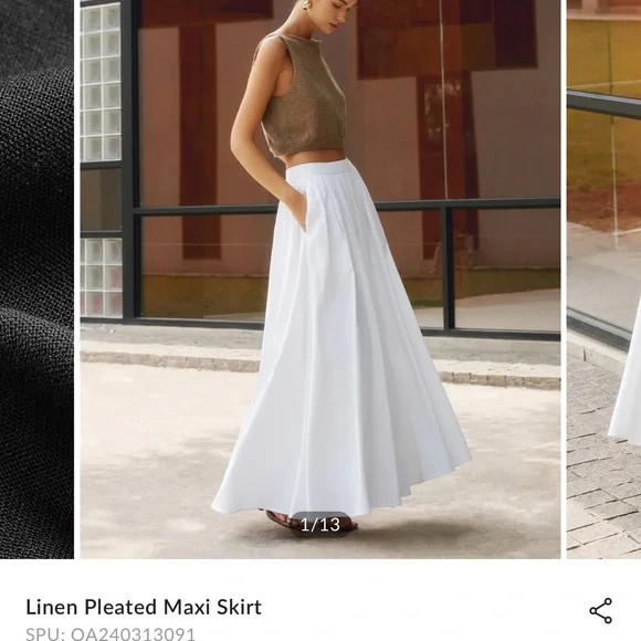 Commense White Pleated A-Line Maxi Skirt - Picture 1 of 1